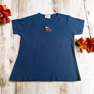 VINTAGE UNIVERSITY OF KANSAS JAYHAWKS NAVY TEE – DODGER BRAND XL